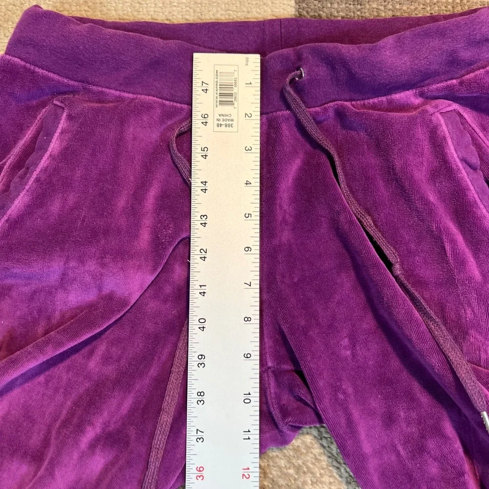 Derion Womens Purple Velour Wide Leg Track Pants‎ Y2K Flare Lounge Size Large